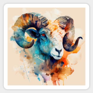 Zodiac Sign ARIES - Watercolour Illustration of astrology Aries Sticker